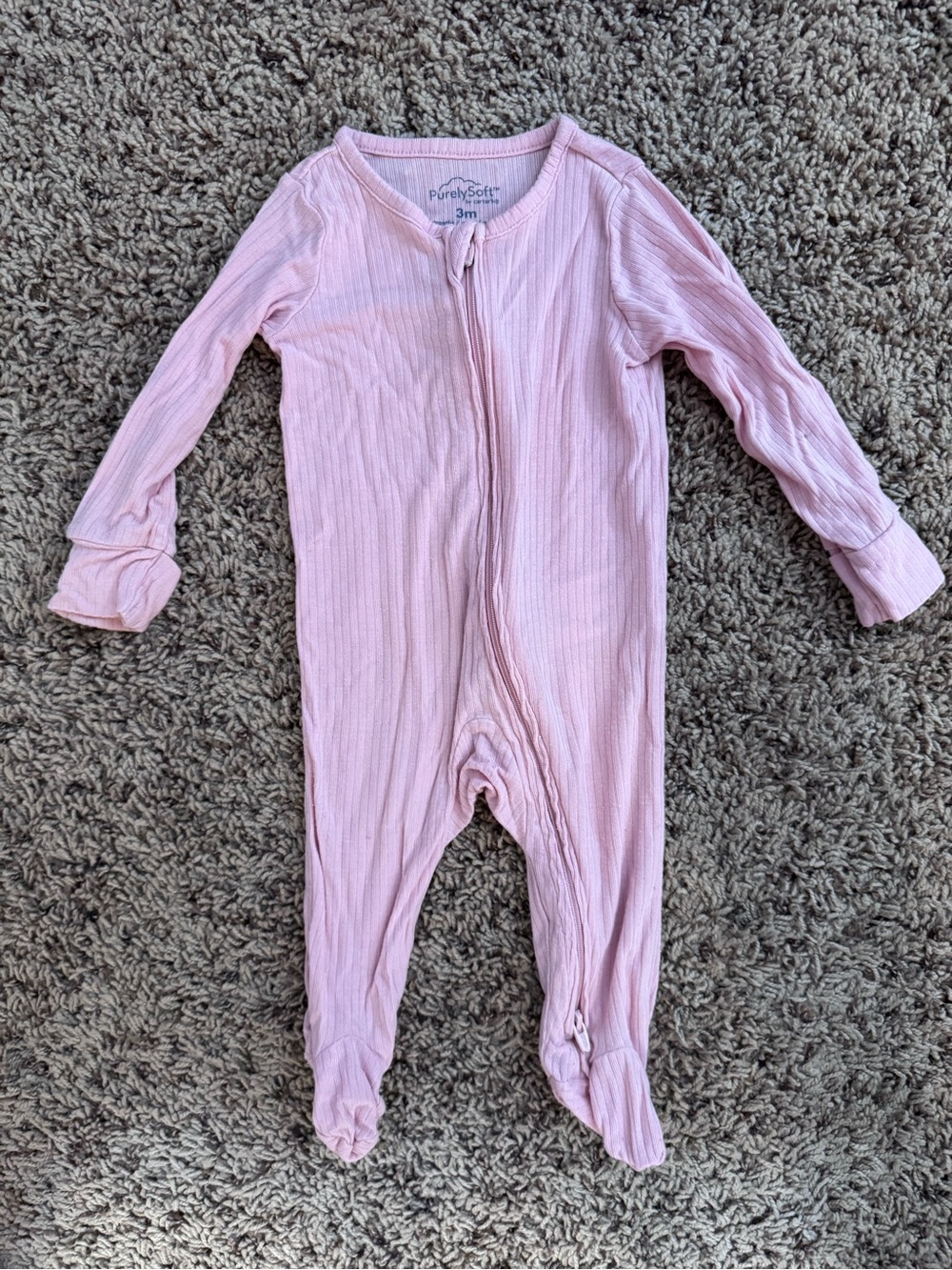 Carter's Light Pink Ribbed Footed One-Piece